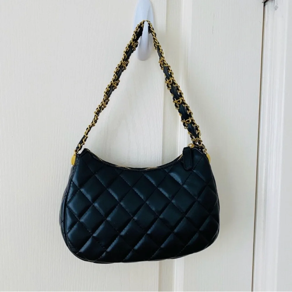 New in Box Chanel Makeup GWP Black Quilted Faux Leather 19 Hobo Shoulder Bag